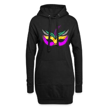Masque jaune doré et violet pour Mardi Gras - Sweat-shirt à capuche long Femme - noir - Devant