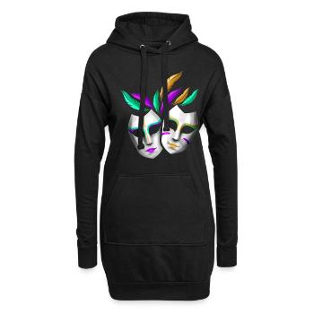 Pair Of White Masks With Feathers For Mardi Gras - Hoodie-Kleid - Schwarz - Vorne