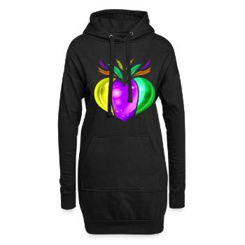 Yellow Golden, Purple And Green Heart For Mardi - Hoodie-Kleid - Schwarz - Vorne