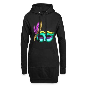 Masque vert pour Mardi Gras - Sweat-shirt à capuche long Femme - noir - Devant