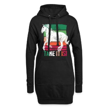 Cheval islandais Isi Tölt Chevaux islandais - Sweat-shirt à capuche long Femme - noir - Devant