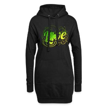 Green Love Logo With A Four Leaf Clover For St - Hoodie-Kleid - Schwarz - Vorne