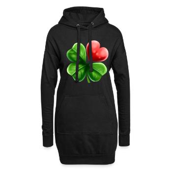 Four Leaf Clover Shamrock With Heart For St - Hoodie-Kleid - Schwarz - Vorne