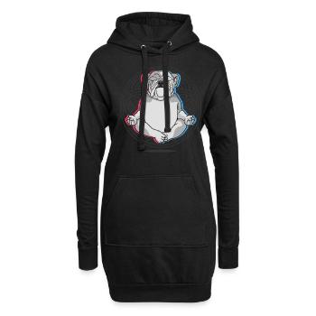 Yoga Bulldogge Hunde Yoga - Hoodie-Kleid - Schwarz - Vorne