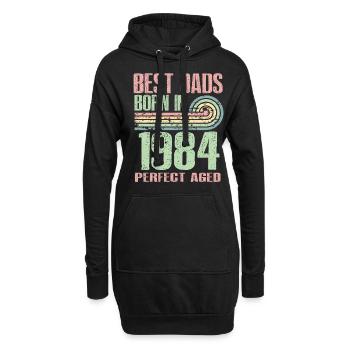 Die Besten Väter Sind 1984 Geboren, 39 Jahre Alt, - Hoodie-Kleid - Schwarz - Vorne