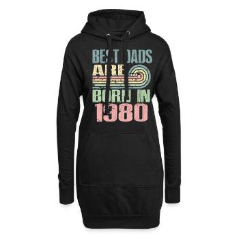 Die Besten Väter Sind 1980 Geboren, 43 Jahre Alt, - Hoodie-Kleid - Schwarz - Vorne