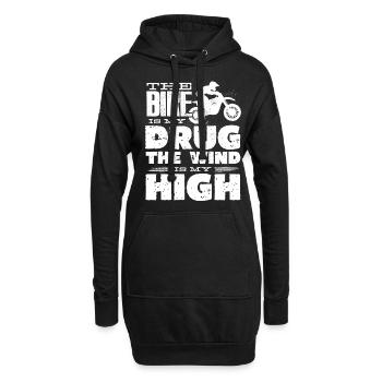 Motocross-Biker - Hoodie-Kleid - Schwarz - Vorne