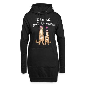 Ich Werde Große Schwester Erdmännchen Geschenk - Hoodie-Kleid - Schwarz - Vorne
