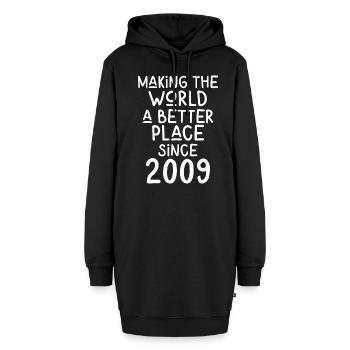 Rendre le monde meilleur depuis 2009 - Sweat-shirt à capuche long Femme - noir - Devant
