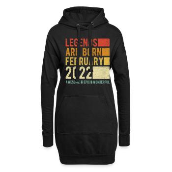 Anniversaire février 2022 - Sweat-shirt à capuche long Femme - noir - Devant