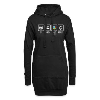 Eat Sleep Paint Rocks Repeat - Hoodie-Kleid - Schwarz - Vorne