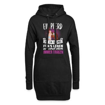 Süßes Pferde Pferdespruch Motiv - Hoodie-Kleid - Schwarz - Vorne