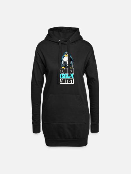 Linux Humor VIM Escape Artist Tux the Penguin - Hoodie-Kleid - Schwarz