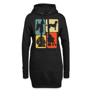 Pudel Retro Hunde - Hoodie-Kleid - Schwarz - Vorne