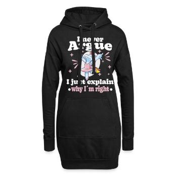 Je ne discute pas, j’explique simplement pourquoi - Sweat-shirt à capuche long Femme - noir - Devant