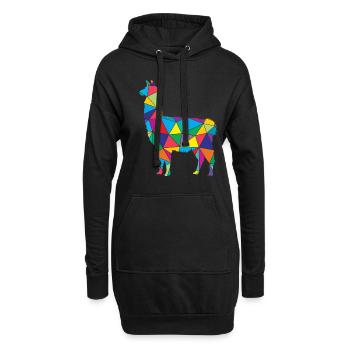 Lama poly bas Lama Géométrie Polygone Lama - Sweat-shirt à capuche long Femme - noir - Devant