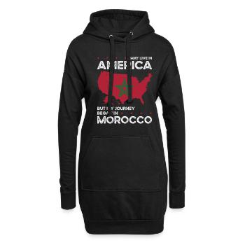 Né marocain Maroc États-Unis - Sweat-shirt à capuche long Femme - noir - Devant
