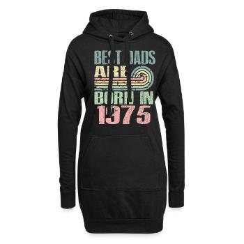 Die Besten Väter Sind 1975 Geboren, 48 Jahre Alt, - Hoodie-Kleid - Schwarz - Vorne