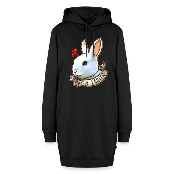Realistic Happy Easter Rabbit Head With Hearts On - Hoodie-Kleid - Schwarz - Vorne