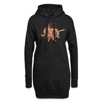 Tupfende fliegende Spaghettimonster Pastafari - Hoodie-Kleid - Schwarz - Vorne