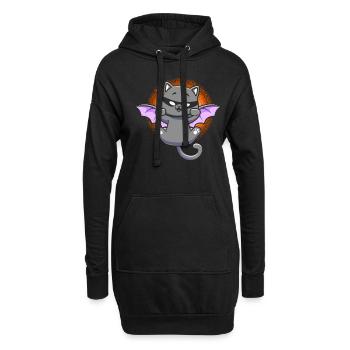 Chauve-souris féline - Sweat-shirt à capuche long Femme - noir - Devant