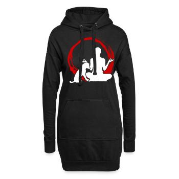 Chiens de méditation de chien de yoga - Sweat-shirt à capuche long Femme - noir - Devant
