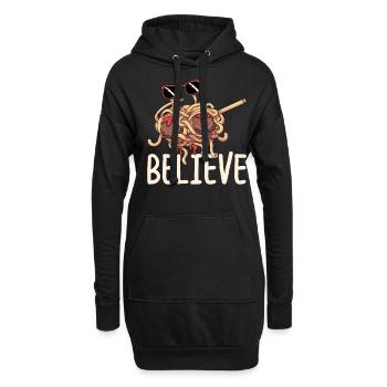 Tupfende fliegende Spaghettimonster Pastafarian - Hoodie-Kleid - Schwarz - Vorne