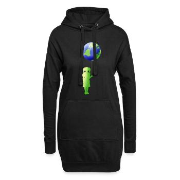 Green Girl Silhouette avec Earth Ballon For Earth - Sweat-shirt à capuche long Femme - noir - Devant
