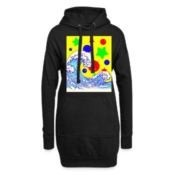 Clowncore Aesthetic Great Wave Off Kanagawa - Hoodie-Kleid - Schwarz - Vorne