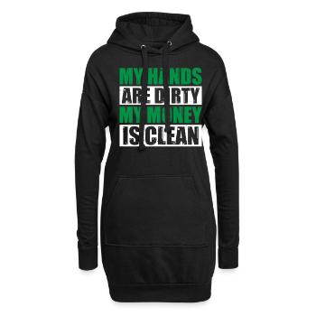 Mes mains sont sales, mon argent est propre 22 - Sweat-shirt à capuche long Femme - noir - Devant