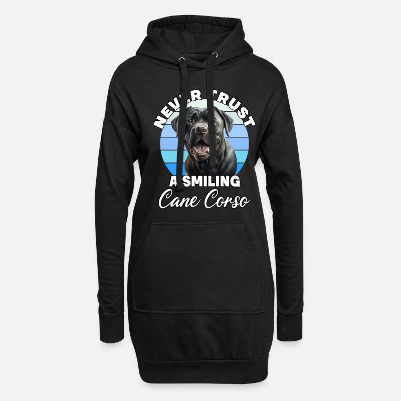 Never Trust A Smiling Cane Corso - Hoodie-Kleid - Schwarz