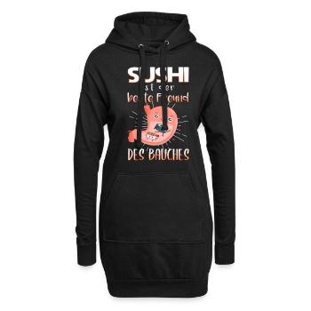 Witziges Sushi Essen Japan Motiv - Hoodie-Kleid - Schwarz - Vorne