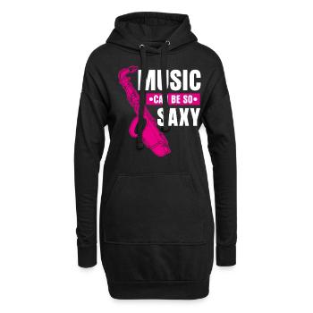 Saxophone Saxy Music Jazz Saxophones - Sweat-shirt à capuche long Femme - noir - Devant