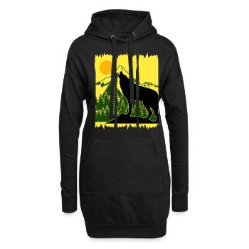 Wolf Natur Wandern Berge Wald - Hoodie-Kleid - Schwarz - Vorne