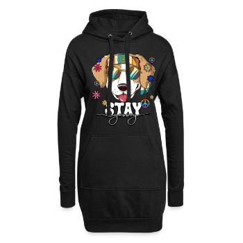 60er 70er Jahre Kostüm Stay Groovy Hippie - Hoodie-Kleid - Schwarz - Vorne