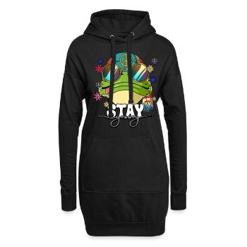 60er 70er Jahre Kostüm Stay Groovy Hippie - Hoodie-Kleid - Schwarz - Vorne