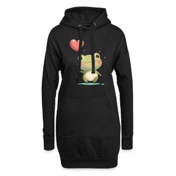 Frosch Frösche Kröte Liebe Valentienstag - Hoodie-Kleid - Schwarz - Vorne