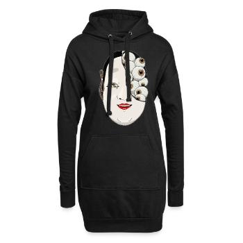 Angura Kei Masque Nô Esthétique Japonaise Foncée - Sweat-shirt à capuche long Femme - noir - Devant