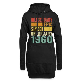 Anniversaire février 1960 Épopée légendaire - Sweat-shirt à capuche long Femme - noir - Devant