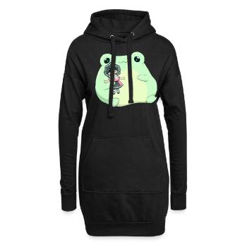 Angura Kei Esthétique japonaise foncée Grenouille Kawaii - Sweat-shirt à capuche long Femme - noir - Devant
