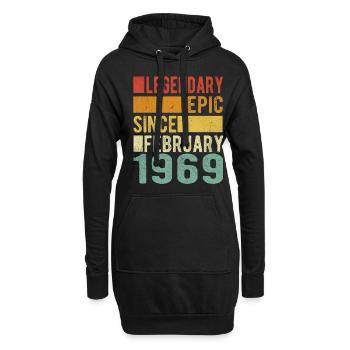Geburtstag Februar 1969 Legendär Episch - Hoodie-Kleid - Schwarz - Vorne