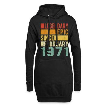 Anniversaire février 1971 Épopée légendaire - Sweat-shirt à capuche long Femme - noir - Devant