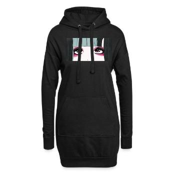 Angura Kei Dark Japanese Esthétique Anime Girl Eyes - Sweat-shirt à capuche long Femme - noir - Devant