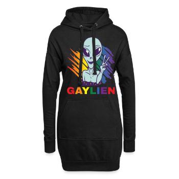 Gender Lesben, Schwule, Trans, Queer Regenbogen - Hoodie-Kleid - Schwarz - Vorne