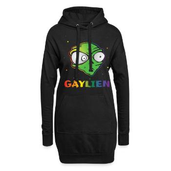Gender Lesben, Schwule, Trans, Queer Regenbogen - Hoodie-Kleid - Schwarz - Vorne