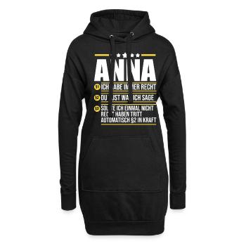 Anna - Hoodie-Kleid - Schwarz - Vorne