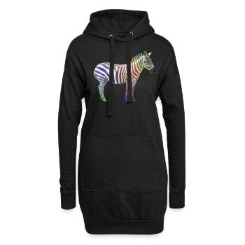 Zebra Regenbogen - Zebra Wildtier in Afrika - Hoodie-Kleid - Schwarz - Vorne
