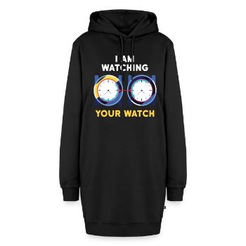 Je regarde votre montre manuelle - Sweat-shirt à capuche long Femme - noir - Devant