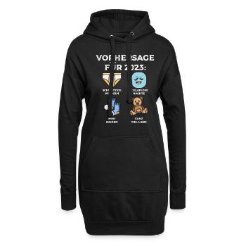 Werdende Eltern Vorhersage für 2023 Werdender Papa - Hoodie-Kleid - Schwarz - Vorne