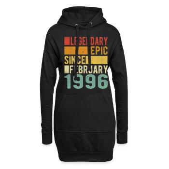 Anniversaire février 1996 Épopée légendaire - Sweat-shirt à capuche long Femme - noir - Devant